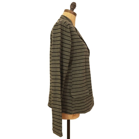 Dolan Anthropologie Left Coast Open Jacket Blazer M Green Black Striped EUC B50 - Picture 2 of 5